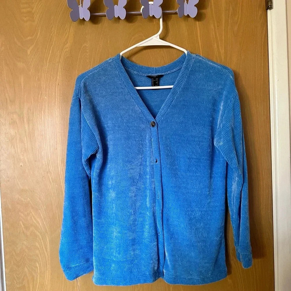 Forever 21 Sweaters - Blue velvet cardigan